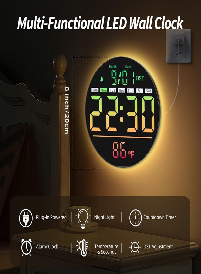 Maxstar Led Digital Wall Clock with Timer, Seconds, Temperature, Date, DST, Nightlight, RGB Color, Alarm Clock, 5-Level Display Brightness, Digital Clock Timer for Classroom, Bedroom, Garage, Gym - Image 2