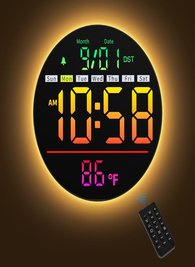 Maxstar Led Digital Wall Clock with Timer, Seconds, Temperature, Date, DST, Nightlight, RGB Color, Alarm Clock, 5-Level Display Brightness, Digital Clock Timer for Classroom, Bedroom, Garage, Gym - Image 1