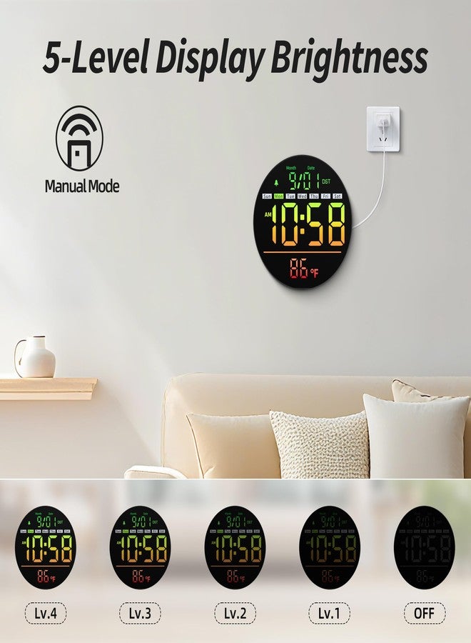 Maxstar Led Digital Wall Clock with Timer, Seconds, Temperature, Date, DST, Nightlight, RGB Color, Alarm Clock, 5-Level Display Brightness, Digital Clock Timer for Classroom, Bedroom, Garage, Gym - Image 5