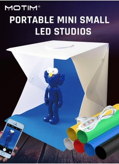 Motim 40cm/16 Inch Portable Light Photo Light Box & Soft Box, LED Panel Folding Studio Shooting Tent Light Box Photography Kit with 6 Colors Backdrops for Jewelry and Product Photography  - Image 2