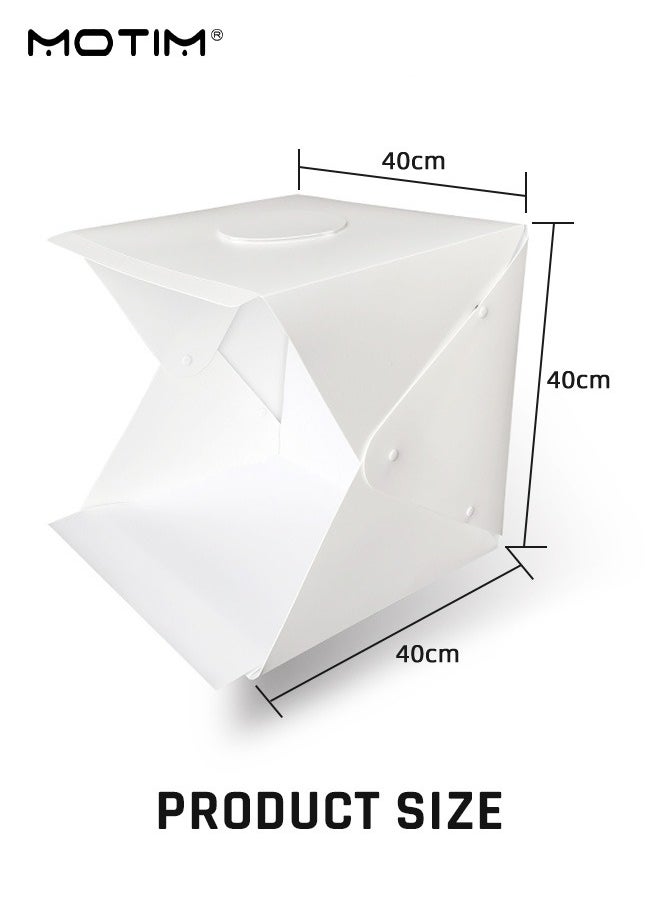 40cm/16 Inch Photo Studio Box Light Tent, LED Panel Folding Lightbox Photography Shooting Tent Box with 6 Colors Removable Backdrops for Jewelry and Product Photography