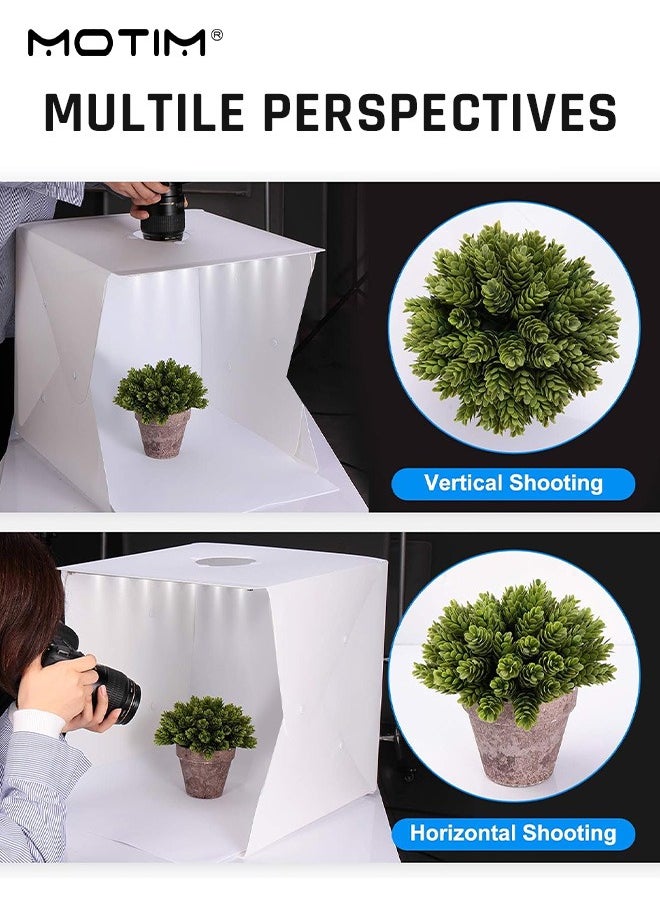 Motim 40cm/16 Inch Portable Light Photo Light Box & Soft Box, LED Panel Folding Studio Shooting Tent Light Box Photography Kit with 6 Colors Backdrops for Jewelry and Product Photography  - Image 5