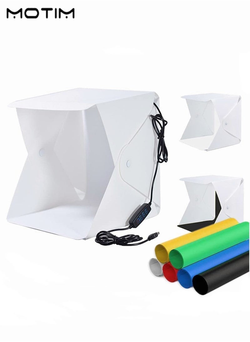 Motim 40cm/16 Inch Portable Light Photo Light Box & Soft Box, LED Panel Folding Studio Shooting Tent Light Box Photography Kit with 6 Colors Backdrops for Jewelry and Product Photography  - Image 1