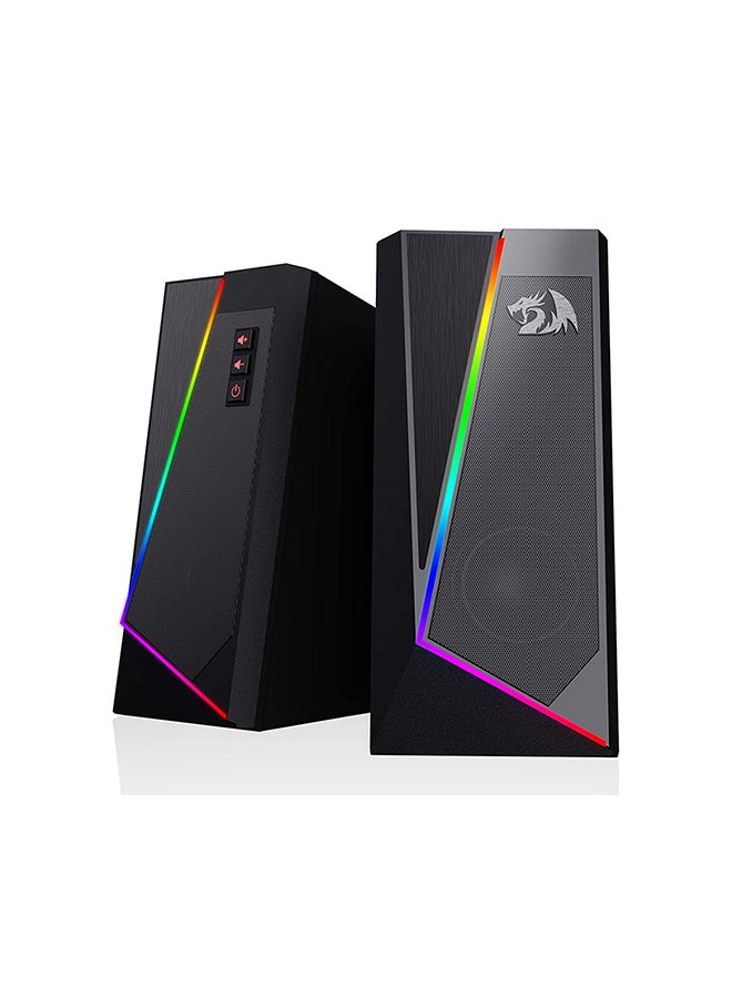 REDRAGON GS520 Anvil RGB Desktop Speakers, 2.0 Channel PC Computer Stereo Speaker with 6 Colorful LED Modes, Enhanced Bass and Easy-Access Volume Control, USB Powered w/ 3.5mm Cable - Image 1
