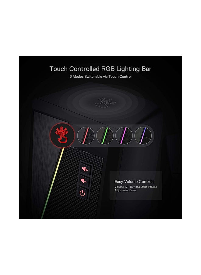 REDRAGON GS520 Anvil RGB Desktop Speakers, 2.0 Channel PC Computer Stereo Speaker with 6 Colorful LED Modes, Enhanced Bass and Easy-Access Volume Control, USB Powered w/ 3.5mm Cable - Image 5