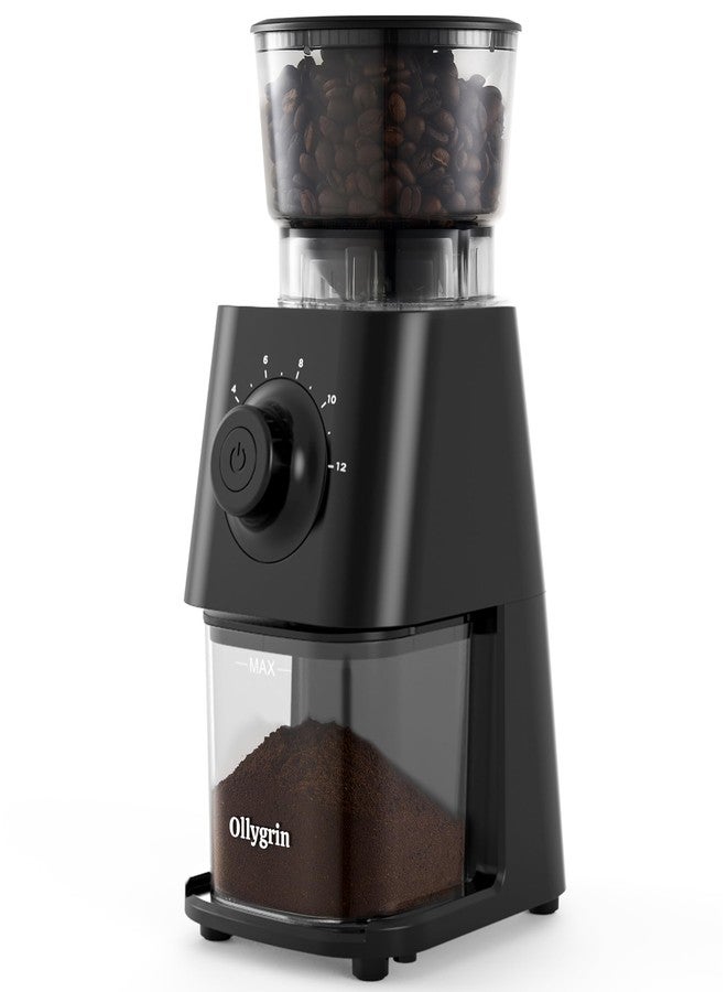 Ollygrin Conical Burr Coffee Grinder Electric, Coffee Grinder with 30 Grind Settings,Compact Burr Mill Grinder for Home Use, 2-12 Cups - Image 1