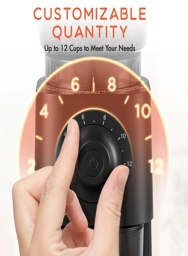 Ollygrin Conical Burr Coffee Grinder Electric, Coffee Grinder with 30 Grind Settings,Compact Burr Mill Grinder for Home Use, 2-12 Cups - Image 4