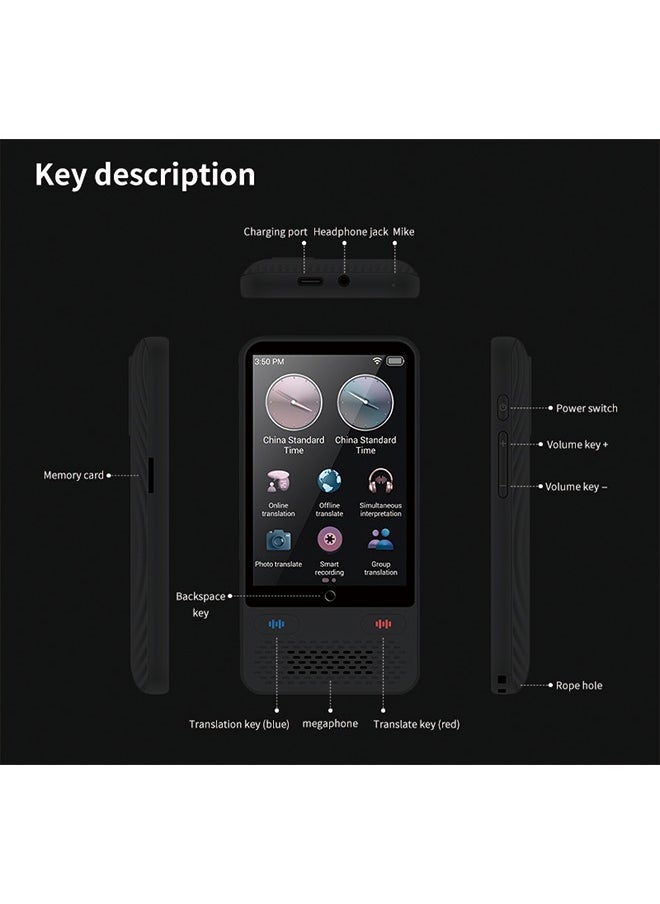 Generic - S85 Black Translation Device with 3.5-Inch Screen - Supports Offline and Online Translation - Image 1