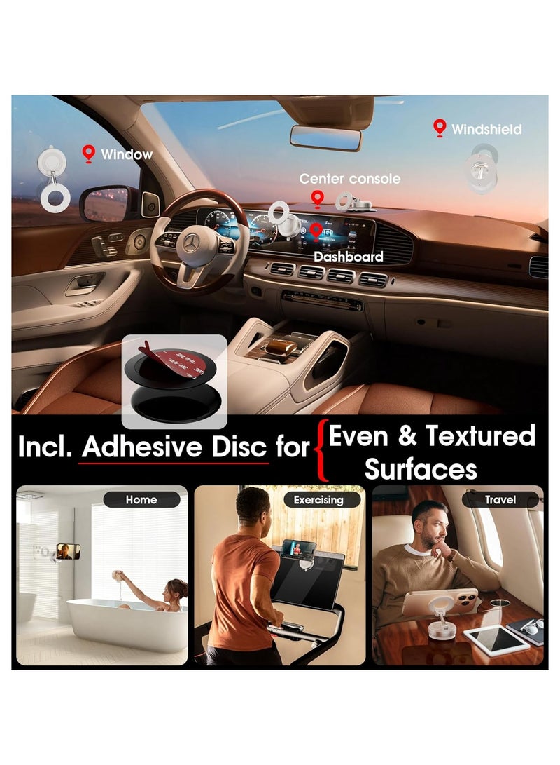 yalilai for MagSafe Magnetic Car Phone Holder, Ultra Vacuum Suction Cup Car Mount 360° Foldable Cell Phone Holders for Car Accessories for iPhone 16 15 14 13 12 Pro Max Android Phone, White  - Image 2