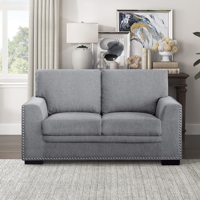 Lexicon Living Room Furniture Set, Modern Couches for Living Room, Chenille Upholstered Couch Set, Including Sofa, Loveseat with Solid Wood Frame, 2-Piece Set, Gray - Image 3