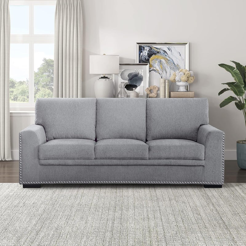 Lexicon Living Room Furniture Set, Modern Couches for Living Room, Chenille Upholstered Couch Set, Including Sofa, Loveseat with Solid Wood Frame, 2-Piece Set, Gray - Image 4