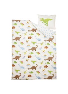 Zaboon Duvet Cover And Pillowcase, Dinosaurs/White, 150X200/50X80 Cm  - Image 2