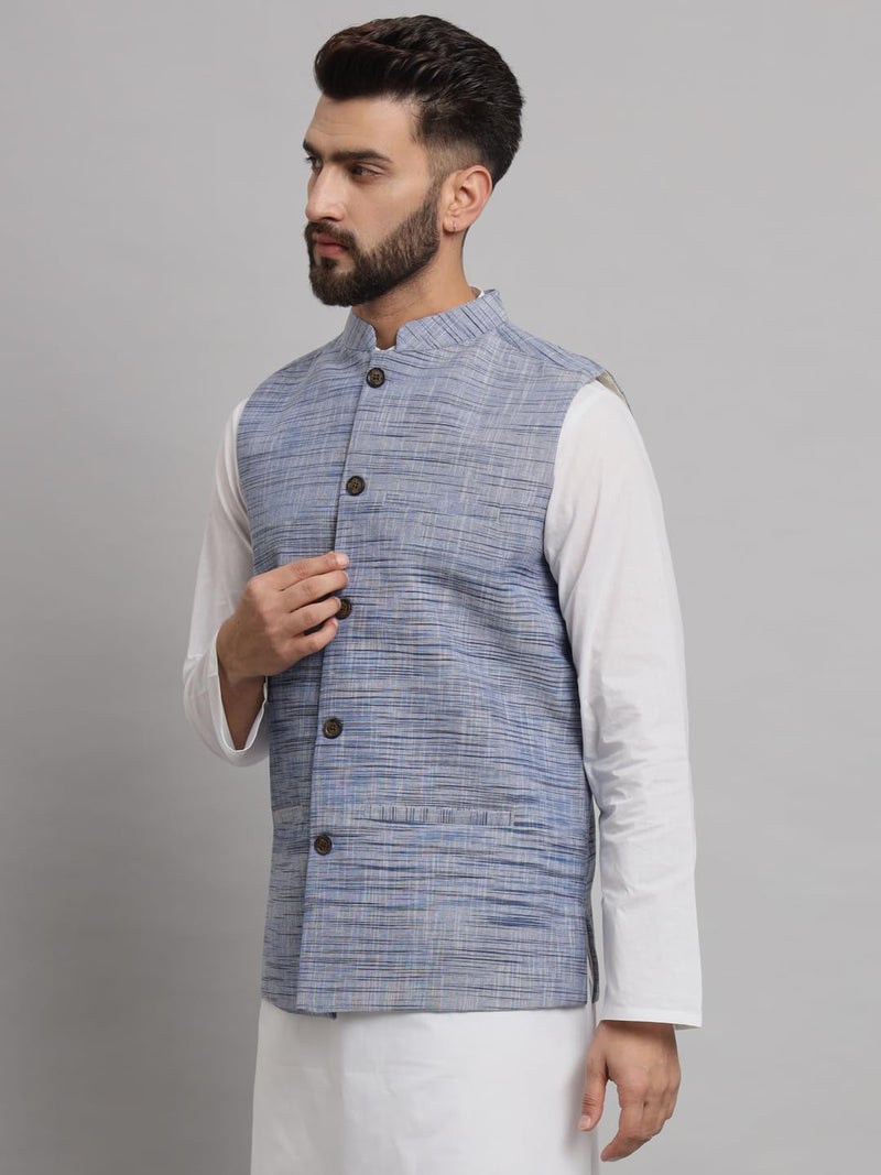 LATEST CHIKAN Men's Traditional Cotton Solid Nehru Jacket/Waistcoat 1-SADRI-NK-PR-42-1 - Image 3