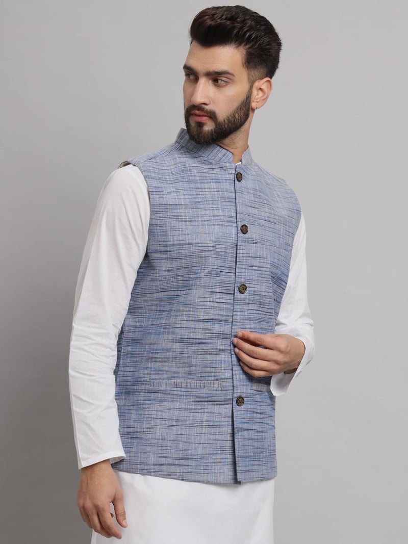 LATEST CHIKAN Men's Traditional Cotton Solid Nehru Jacket/Waistcoat 1-SADRI-NK-PR-42-1 - Image 4