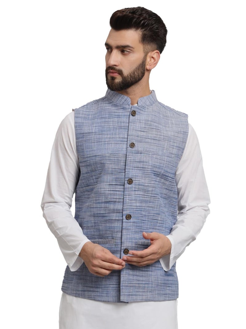 LATEST CHIKAN Men's Traditional Cotton Solid Nehru Jacket/Waistcoat 1-SADRI-NK-PR-42-1 - Image 1
