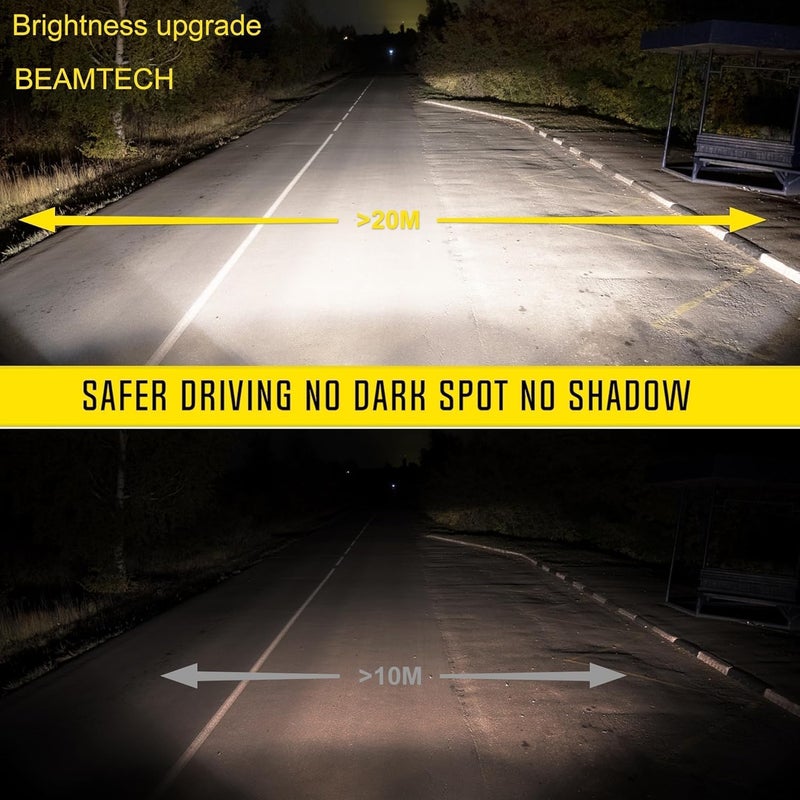 BEAMTECH 9005 9006 Bulbs, Fog lights Combo, S1 Series 300% Brighter 6500K White,4 Bulbs - Image 2