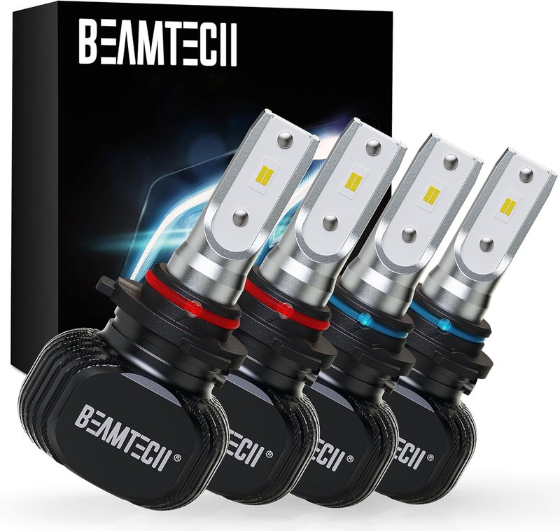 BEAMTECH 9005 9006 Bulbs, Fog lights Combo, S1 Series 300% Brighter 6500K White,4 Bulbs - Image 1