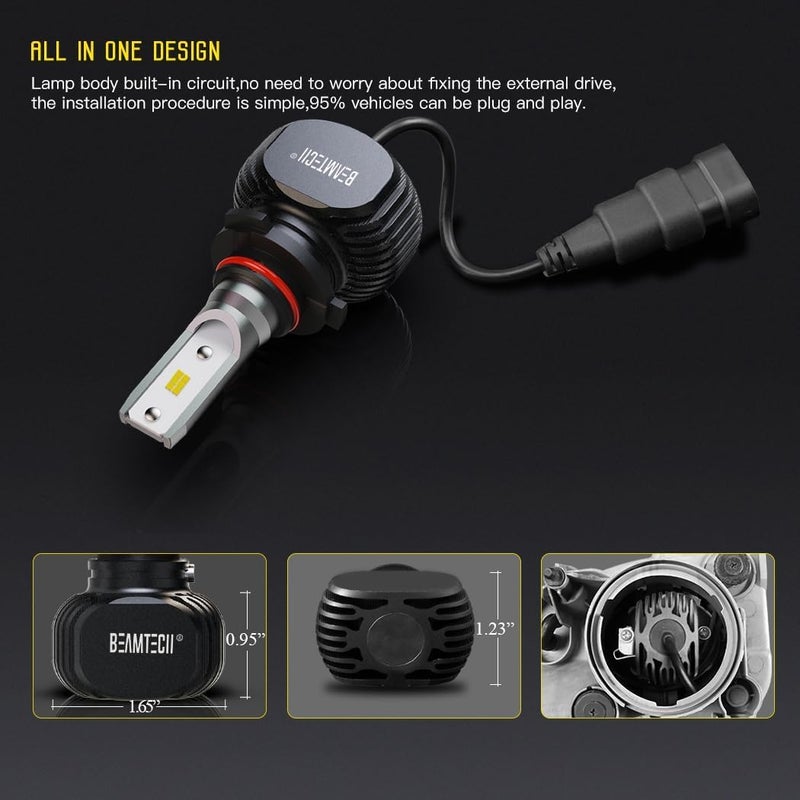 BEAMTECH 9005 9006 Bulbs, Fog lights Combo, S1 Series 300% Brighter 6500K White,4 Bulbs - Image 5