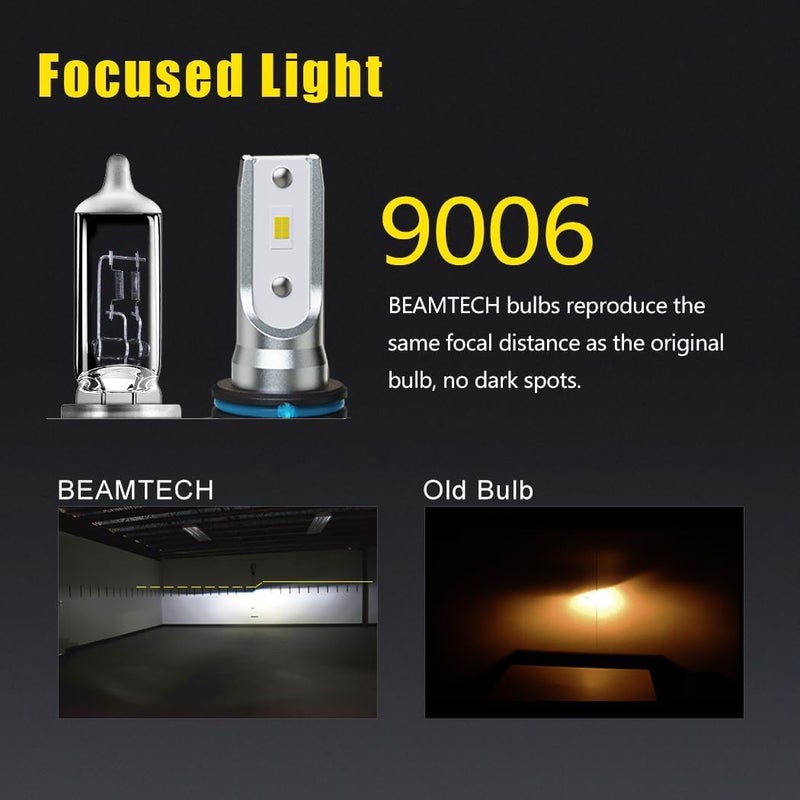 BEAMTECH 9005 9006 Bulbs, Fog lights Combo, S1 Series 300% Brighter 6500K White,4 Bulbs - Image 3