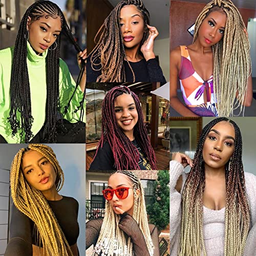 Dorsanee Pre-Stretched Braiding Hair Extensions-16 Inch 8 Packs Synthetic Braiding Hair Crochet Braids, Natural Easy Braid Crochet Hair, Hot Water Setting Professional Soft Yaki Straight Texture (#1B/30) - Image 5