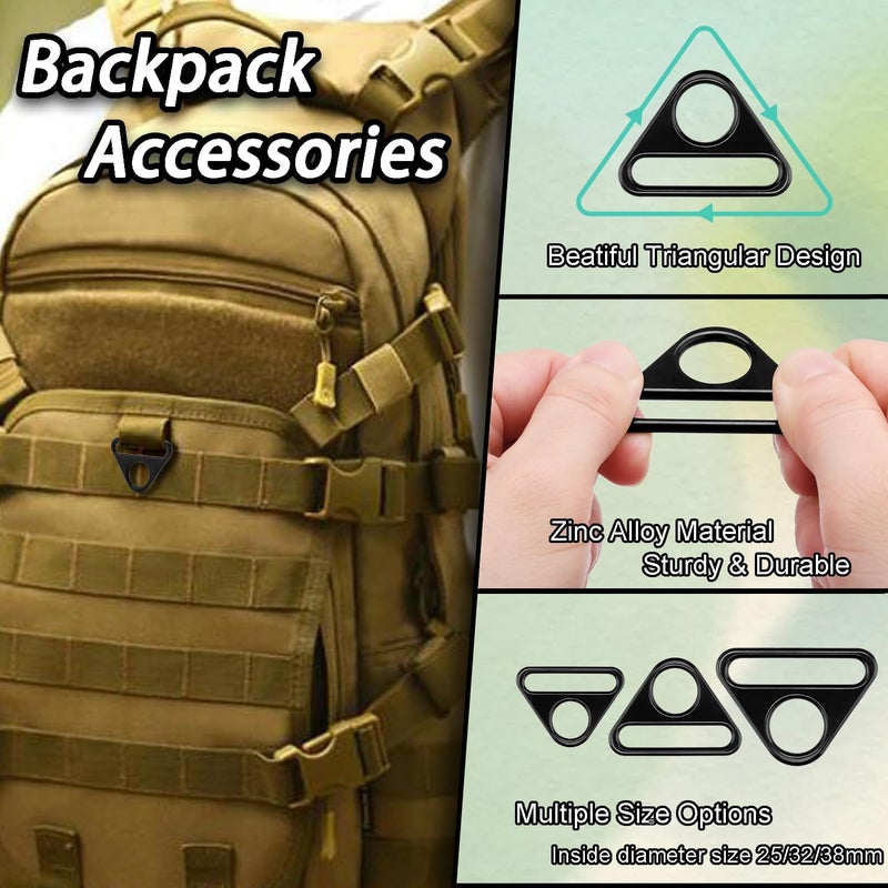 Pack of 12 1-1/2 inch triangular D-rings, metal triangle buckles for dog tag clips, purse strap adjusters, paracord, and bag accessories. - Image 4