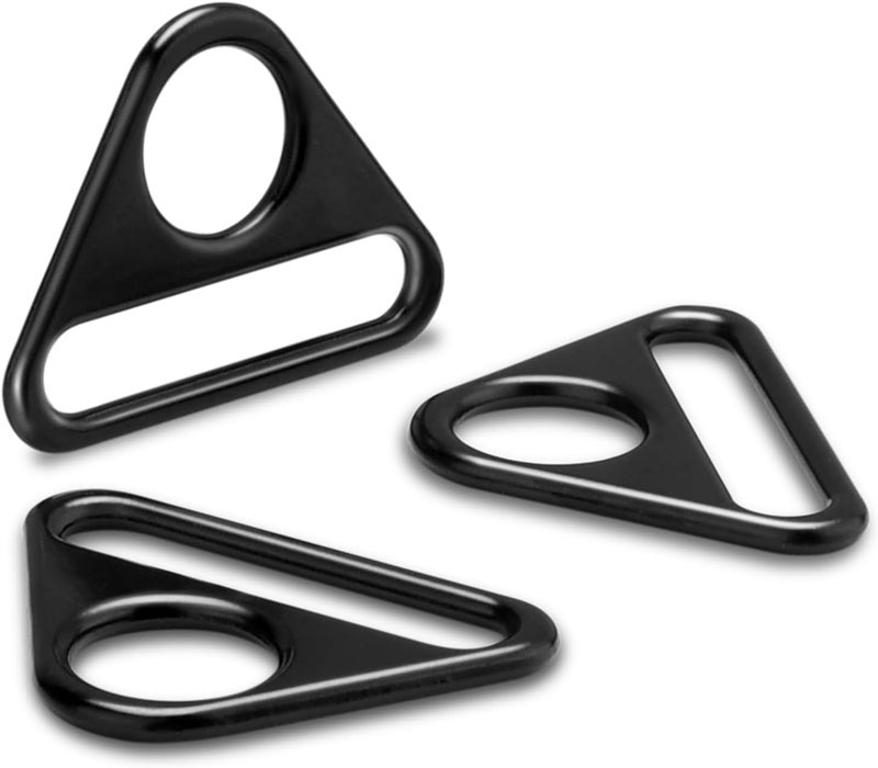 Pack of 12 1-1/2 inch triangular D-rings, metal triangle buckles for dog tag clips, purse strap adjusters, paracord, and bag accessories. - Image 2