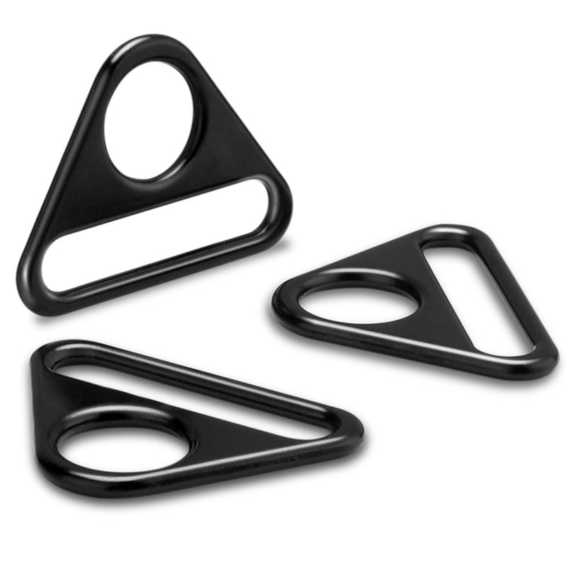 Pack of 12 1-1/2 inch triangular D-rings, metal triangle buckles for dog tag clips, purse strap adjusters, paracord, and bag accessories. - Image 1