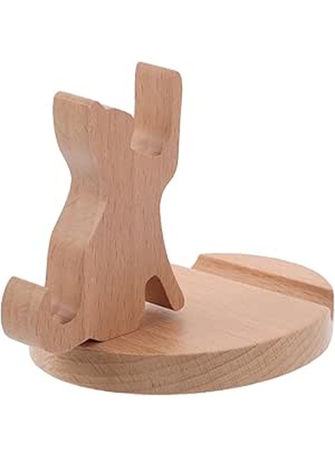 Wooden Cat Phone Stand Mobile Holder Desk Bracket Desktop Mount Home Office - Image 1