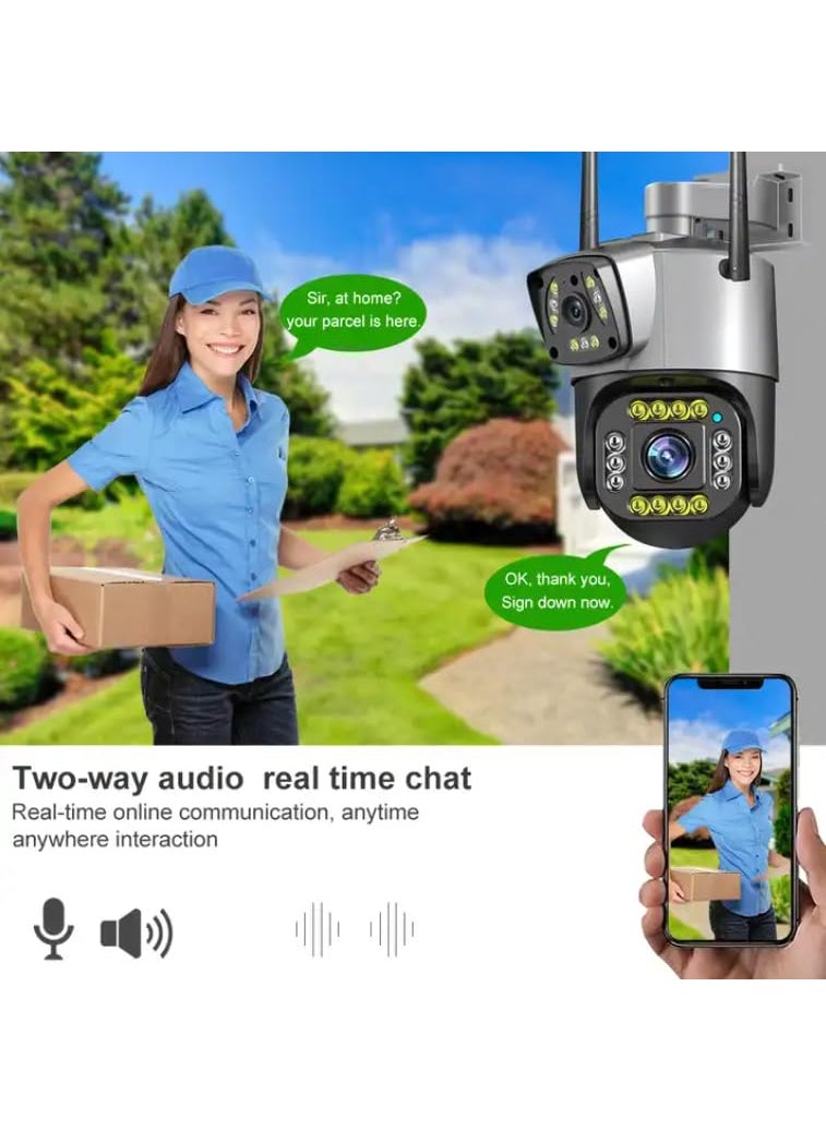 Generic - SECURINNOV 3MP + 3MP Wireless WiFi CCTV Camera Dual Lens/Dual Screen Video Record, Color Night Vision, Bullet+360° PTZ Control, PIR Motion Sensor, IP66 Waterproof (1103) - Image 1