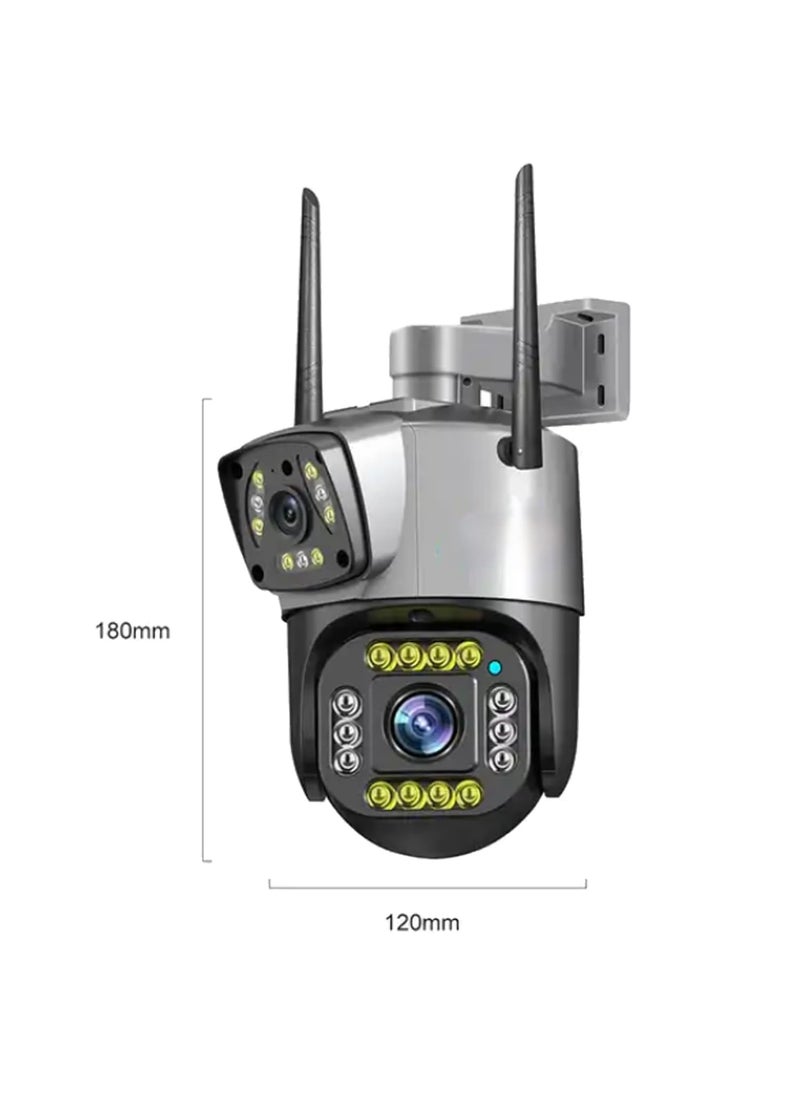 Generic - SECURINNOV 3MP + 3MP Wireless WiFi CCTV Camera Dual Lens/Dual Screen Video Record, Color Night Vision, Bullet+360° PTZ Control, PIR Motion Sensor, IP66 Waterproof (1103) - Image 1