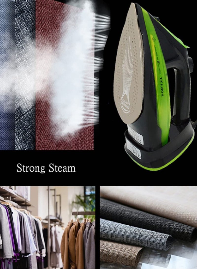 سوكاني مكواة بخار لاسلكية بقدرة 2400 واط، مكواة بخار لاسلكية، مكواة بخار لاسلكية بخارية لاسلكية بخارية بسعة 370 مل، مكواة بخار لاسلكية مع قاعدة قاعدة، قاعدة من السيراميك، مكواة بخار مزيلة للملابس للمكواة المنزلية والسفر، SK-2085 (أخضر) - Image 5