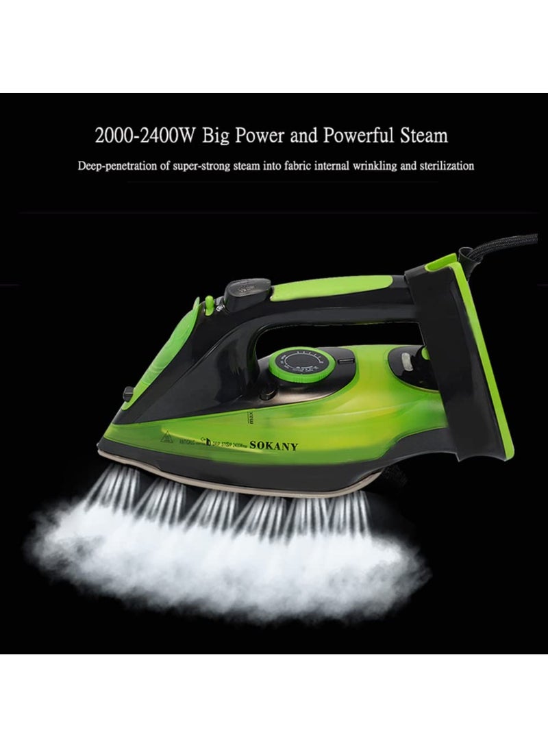سوكاني مكواة بخار لاسلكية بقدرة 2400 واط، مكواة بخار لاسلكية، مكواة بخار لاسلكية بخارية لاسلكية بخارية بسعة 370 مل، مكواة بخار لاسلكية مع قاعدة قاعدة، قاعدة من السيراميك، مكواة بخار مزيلة للملابس للمكواة المنزلية والسفر، SK-2085 (أخضر) - Image 4
