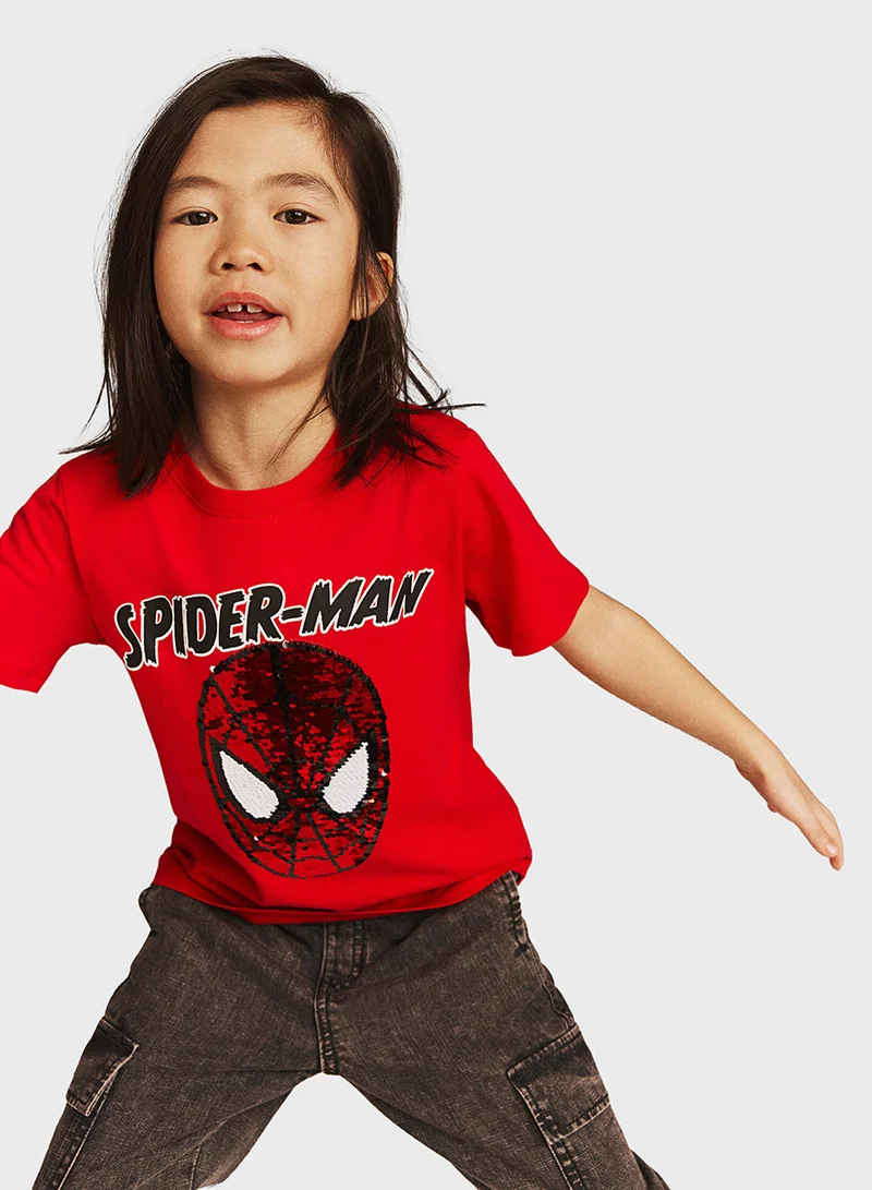 H&M Kids Spiderman Sequin Detail T-Shirt