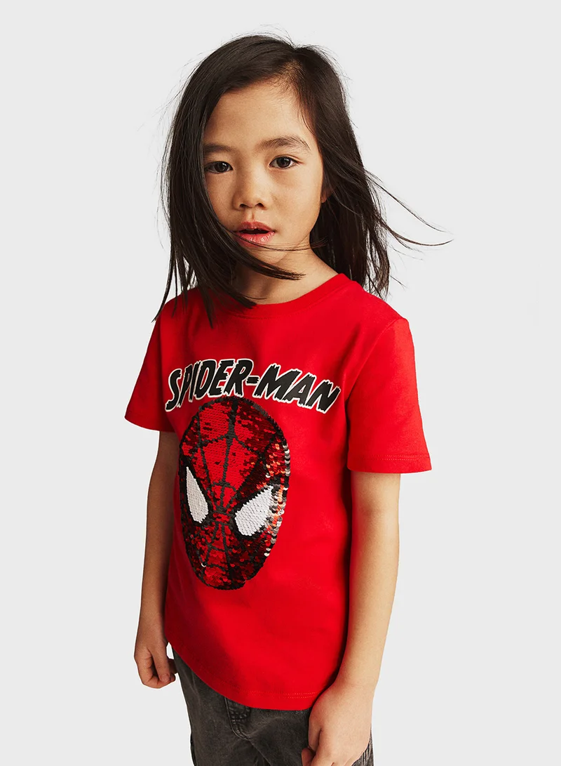 H&M Kids Spiderman Sequin Detail T-Shirt