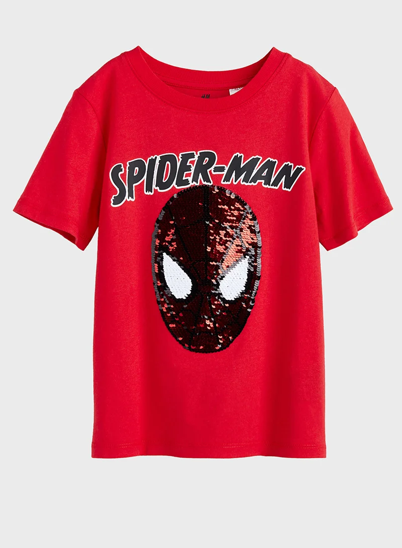 H&M Kids Spiderman Sequin Detail T-Shirt