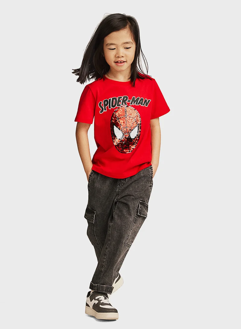H&M Kids Spiderman Sequin Detail T-Shirt