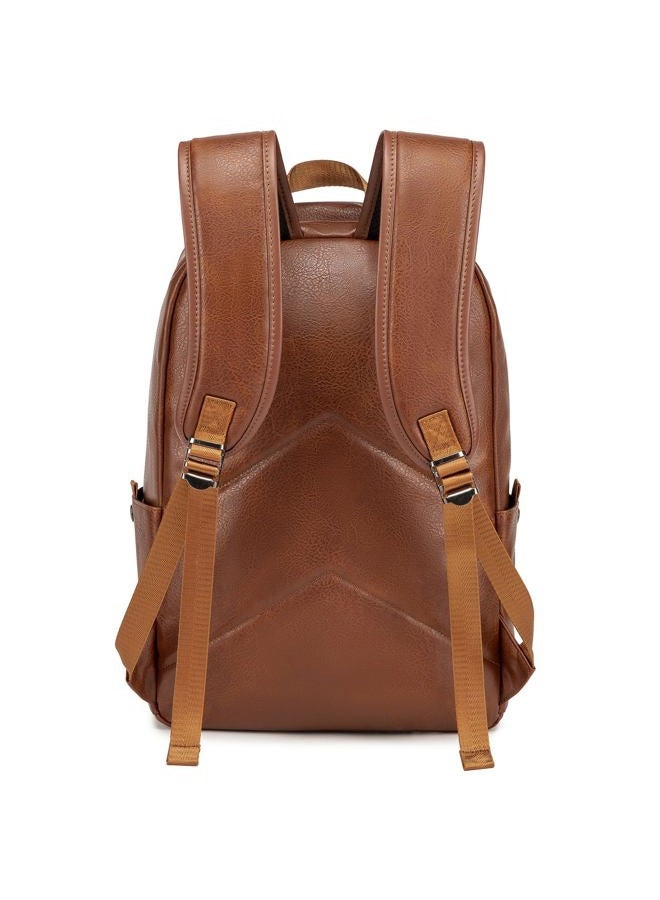 weiatas Leather Laptop Backpack for Men Women College Bookbag Computer Rucksack for Work Travel, Fits 15.6 Inch Laptop (Brown) - Image 4