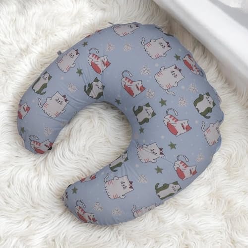 Kradyl Kroft 5in1 Baby Feeding Pillow with 100% Cotton Removable Cover | Breastfeeding Pillow | Nursing Pillow with Belt and Hoop (Kitty Love) - Image 5