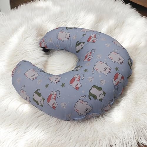 Kradyl Kroft 5in1 Baby Feeding Pillow with 100% Cotton Removable Cover | Breastfeeding Pillow | Nursing Pillow with Belt and Hoop (Kitty Love) - Image 4