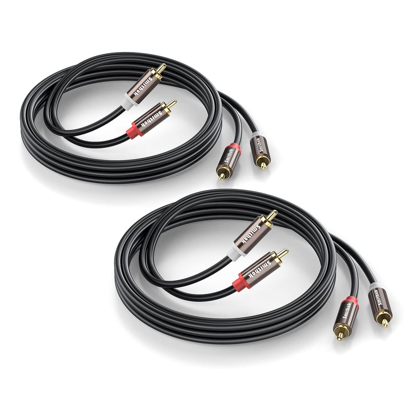 Smithok RCA Cables 2 Pack[Hi-Fi Sound, PVC Jacket, Shielded], 2-Male to 2-Male RCA Audio Stereo Subwoofer Cable Auxiliary Cord for Home Theater,Amplifiers,HDTV,Hi-Fi Systems,Speakersâ€¦ (3.3Ft/1m) - Image 1