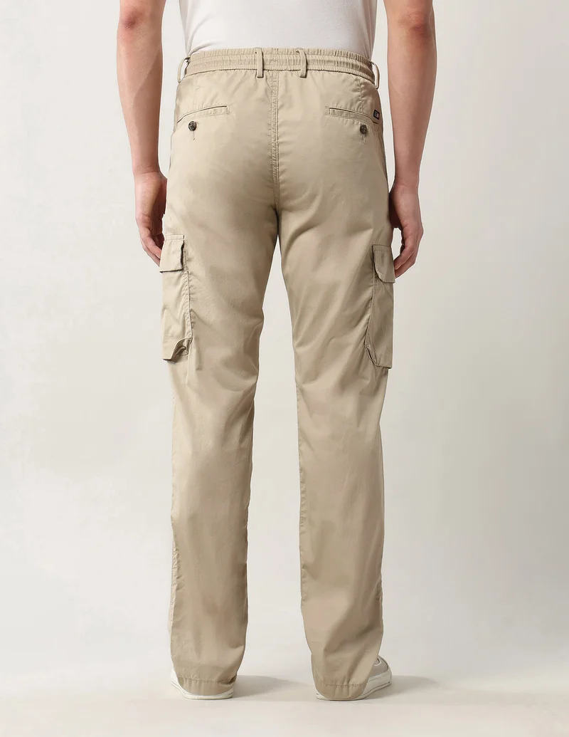 Arrow Khaki Mid Rise Regular Fit Cargos for Men | Best Price UAE