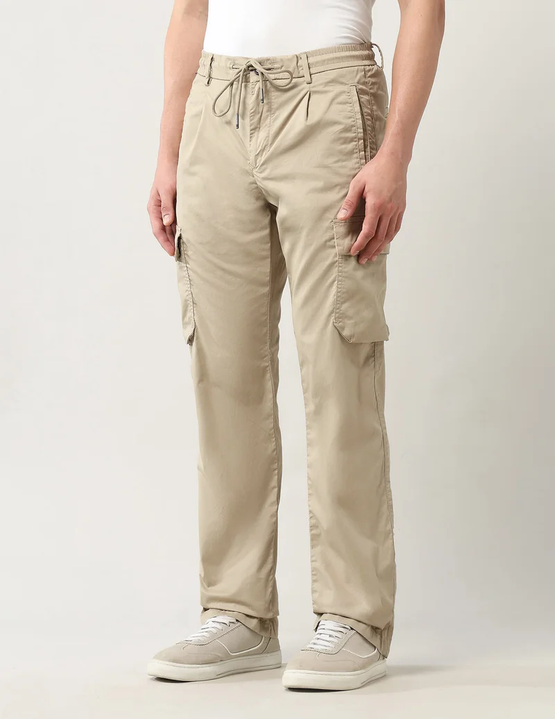 Arrow Khaki Mid Rise Regular Fit Cargos for Men | Best Price UAE