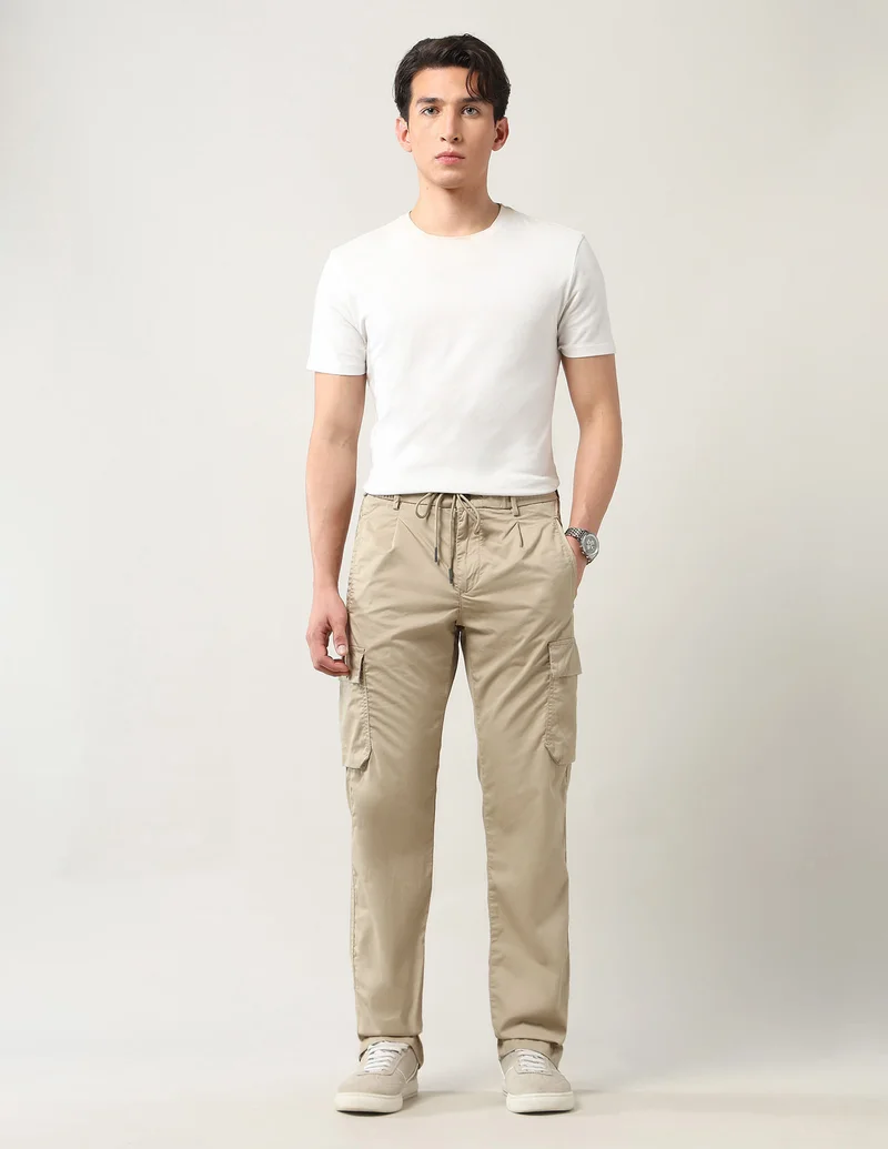 Arrow Khaki Mid Rise Regular Fit Cargos for Men | Best Price UAE