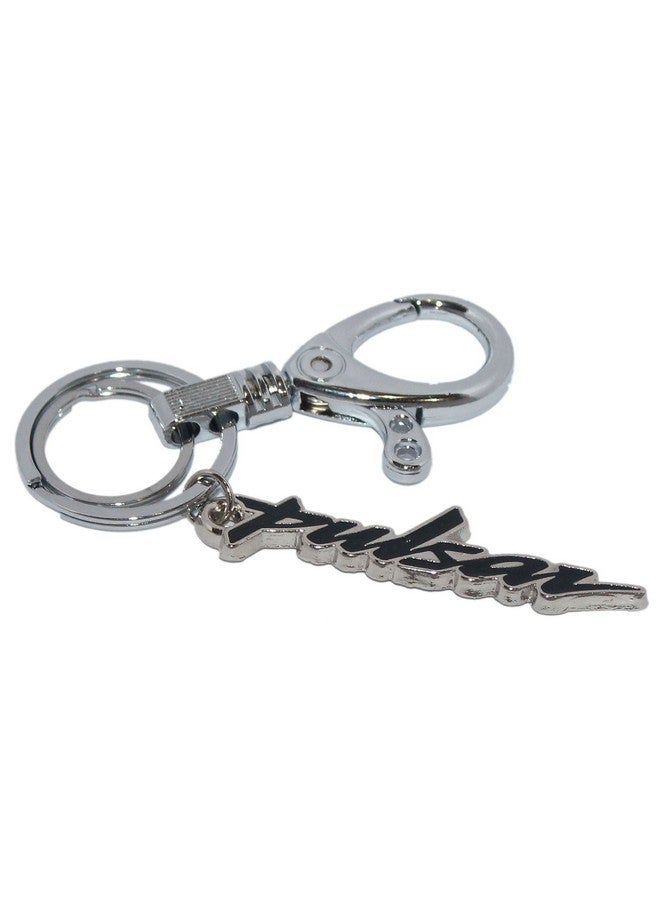 AURA سلسلة مفاتيح دراجة بولسار المعدنية الكاملة بحلقتين مزدوجتين وخطاف/أسود، فضي / KC642 - Image 1