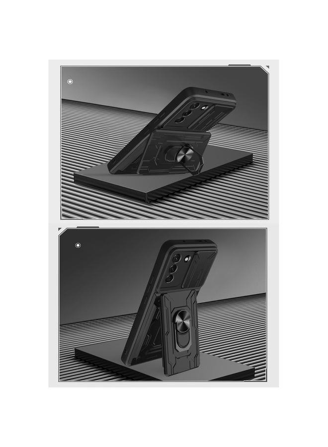 اس-توب جراب لهاتف Samsung Galaxy S21 5G، جراب هاتف ببطاقة منزلق مزود بدرع كاميرا - Image 4