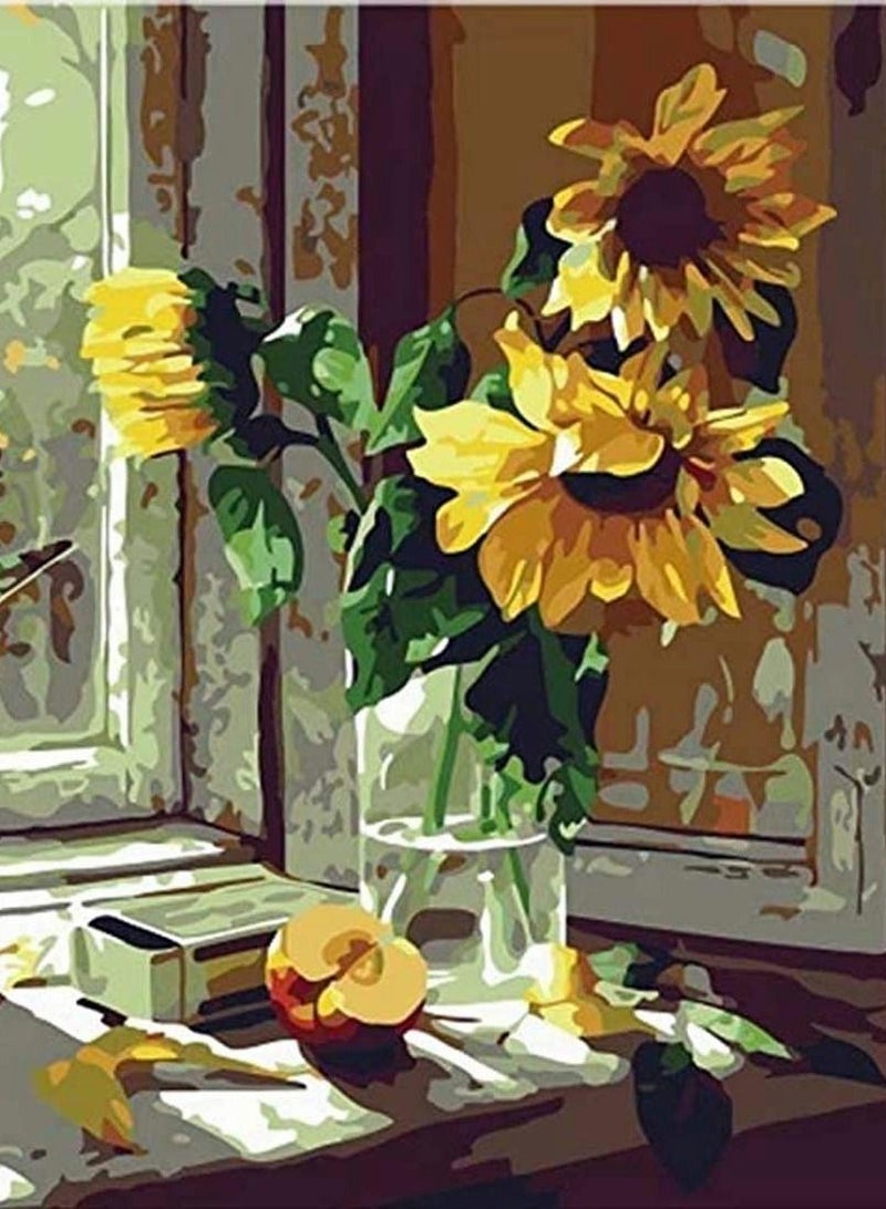 Excefore Paint by Numbers DIY Acrylic Painting Kit for Adults & Kids Beginner – - Vivid Sunflower (Without Frame)- 40cm x 50cm - Image 1