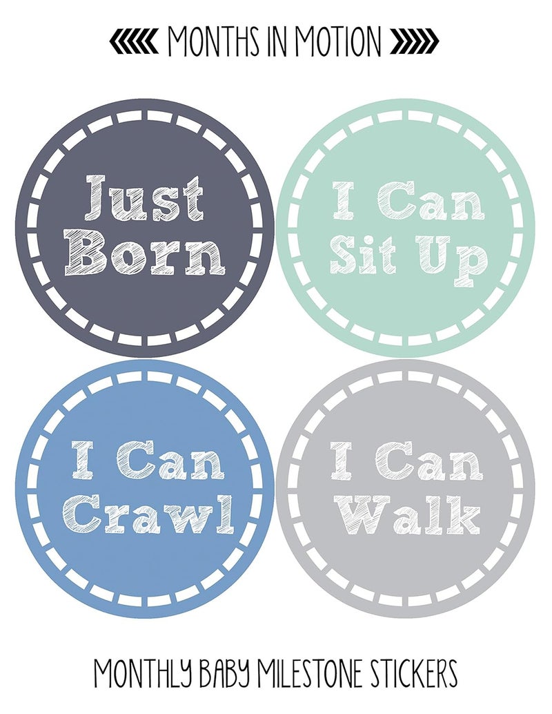 Months In Motion Baby Monthly Milestone Stickers  Newborn Boy Stickers 20 Count - Image 2