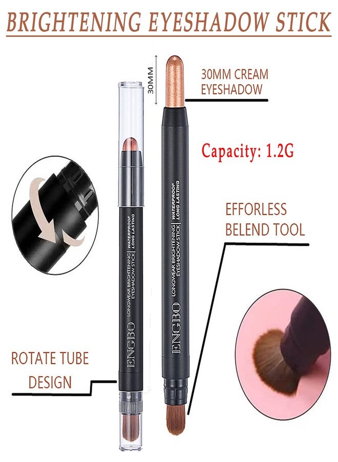 Vtrem 6PCS Eyeshadow Stick Sets with Soft Brush, Cream Eye Shadow Stick Waterproof Long Lasting Glitter Pearlescent Highlighter Brightener Makeup Stick Kit for Smoky, Luminous, Metallic Eye Makeup - Image 3