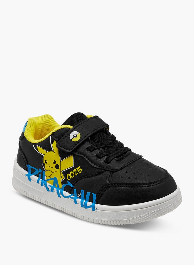 Pokemon Pikachu Print Sneakers with Hook and Loop Closure - Image 2