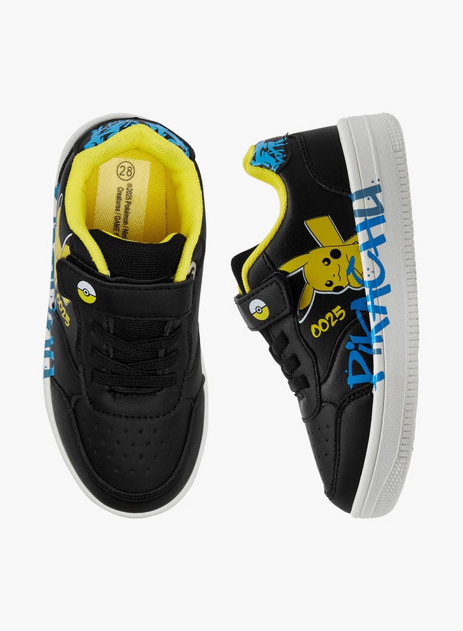 Pokemon Pikachu Print Sneakers with Hook and Loop Closure - Image 1